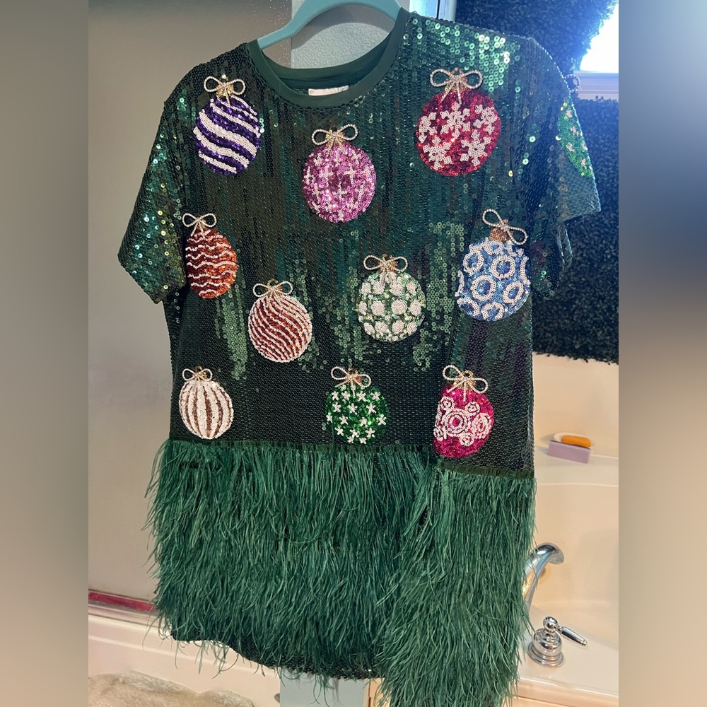 Queen of Sparkles Christmas Ball Feather Dress